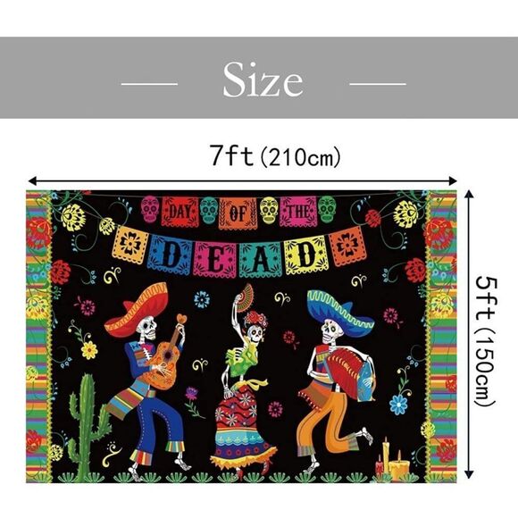 Day of the Dead photo shoot cloth backdrop/wall hanging - Picture 15 of 16